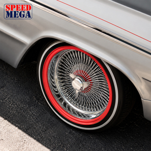 ล้อแม็กซ์ Speedmega 22x8 แบบ Reverse 150-Spoke Straight Lace สีโครเมียมแดง  ทำจากอะลูมิเนียมฟอร์จ  ขึ้นรูปด้วยเครื่อง CNC สำหรับรถเชฟวี่ - Product Image 2