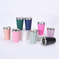 Mug de voiture en acier inoxydable 304 avec paille et cuillère, 5 oz, isolation thermique 6-12 heures, mini mug à bière portable pour couple en voyage