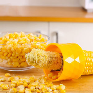 Corn Kernel Peeler Stainless Steel Rotary Corn Stripper <b>Kitchen</b> Tool Yellow <b>Plastic</b> Handle Convenient Use - Product Image 1