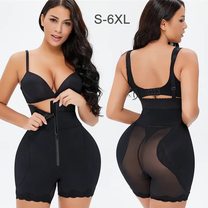 Mesh Black 6Xl Plus Size High Waist Fajas Shapers Hip And Buttocks Butt Pads Enhancer Panties Women Butt Lifter Shapewear