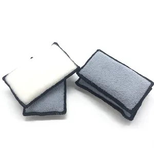 Fabric Car Interior Scrub Cleaning Small Pads Sponge Microfiber + Brushes Bristle Hair Microfiber Liked Gray+white Rectangle 20g