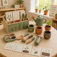 Jeu éducatif Montessori en bois pour enfants sur le cycle de vie des plantes, avec cartes, pour la préscolaire, sur la nature et la botanique