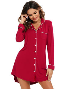 ชุดนอนผ้าฝ้ายเยื่อไผ่สำหรับผู้หญิงชุดนอนเซ็กซี่มีลายเนื้อผ้านุ่มเก็บความร้อน - Product Image 5