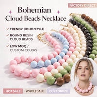Collier unisexe en chaînes nouées faites à la main avec perles en résine acrylique de style bohème au design rétro, bijoux d'anniversaire