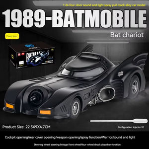 1:24 pressofuso Bat man Chariot in lega <span class=keywords><strong>auto</strong></span> modello giocattolo in plastica con suono e luce porte Pullback aperte per la decorazione - Product Image 5