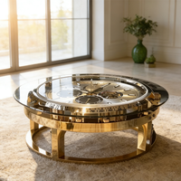 Table basse au design créatif de montre-bracelet, banc à thé circulaire en fibre de verre robuste, mobilier de réception de salon original