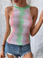 Nouveau pull en tricot sans manches pour femmes, coloré et tendance, coupe ajustée, style unique (personnalisable)