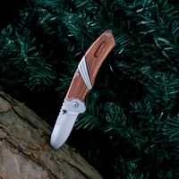 Couteau pliant tactique en acier inoxydable haute dureté HL avec manche en bois incrusté, couteau de chasse et de camping en plein air