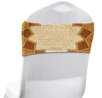 Housses de chaise et nœuds de chaise en spandex imprimés avec logo personnalisé pour mariage, design éthiopien, vente en gros