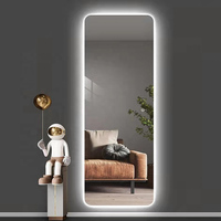 Miroir de salon moderne pleine longueur mural avec éclairage, cadre en alliage d'aluminium, interrupteur tactile intelligent pour barbier