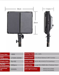 TRIOPO TTV-480Bi 48W LED photographie vidéo lumière 2700-6500K <span class=keywords><strong>Photo</strong></span> Studio panneau lumineux prise de vue en direct Youbube <span class=keywords><strong>Tiktok</strong></span> - Product Image 6
