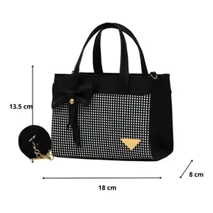 Bolso Tote Bandolera Blanco Fana Refined Lara Cuadri Estilo Bohemio Minimalista para Temporada de Otoño e Invierno para Damas - Product Image 4