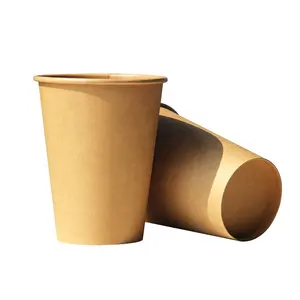 도매 일회용 대나무 진정한 나무 코팅 커피 뜨거운 마시는 크래프트 단일 벽 종이 컵 뚜껑