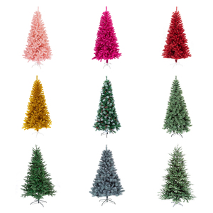 Arbre de Noël <span class=keywords><strong>rouge</strong></span> en PVC coloré personnalisé de 4, 5 et 6 pieds avec support en métal solide et lumières LED pour extérieur - Product Image 3