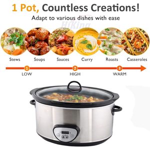 Chải thép không gỉ có thể tháo rời màu đen nồi gốm 6.5L 7QT Nồi nấu chậm điện <span class=keywords><strong>crock</strong></span> nồi nhỏ nồi chậm - Product Image 2