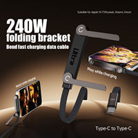 Câble de données USB-C vers USB-C NKIWI 240W à charge rapide avec support de téléphone réglable à angle droit pour iPhone 17 et tablettes Android