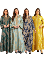 Nouvelle Robe de Soirée Musulmane de Luxe Rétro Printemps, Broderie Jacquard, Décoration de Perles, Robe Arabe de Dubaï à Paillettes Tendance