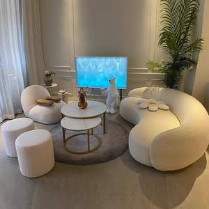 أحدث أريكة منحنية نصف دائرية أريكة فاخرة عصرية مخملية لغرفة المعيشة على شكل قمر - Product Image 6