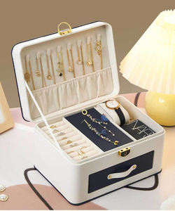 Custom Logo <b>Large</b>-Capacity Multi-Layer PU Leather Washable Modern Jewelry Storage <b>Boxes</b> Multi-Functional for Necklace Rings Home - Product Image 4