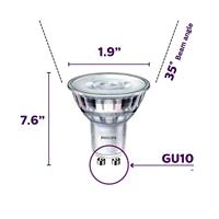 Ampoule LED GU10 dimmable Philips 50 Watts, blanc chaud - Certifiée Energy Star, cylindrique