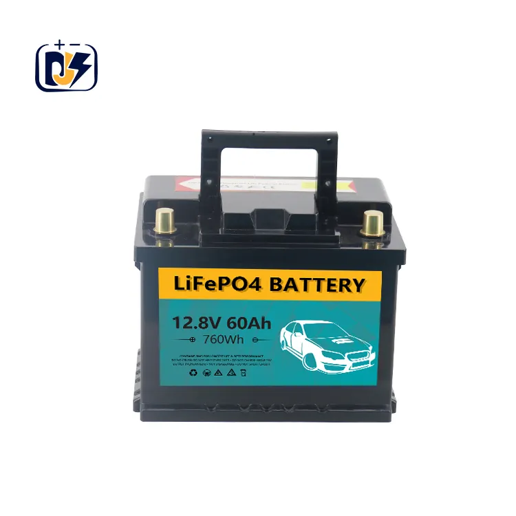 DJS batterie de voiture 12v 60ah sans entretien de haute qualité pour démarrage de camion 12.8V LiFePO4 batterie Rechargeable CCA800 DIN Type 60ah