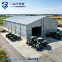 Nave de Almacenamiento de Acero Prefabricado para Maquinaria Agrícola, Estructura Metálica de Gran Envergadura, Duradera