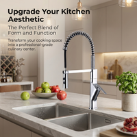 Robinet de cuisine moderne en laiton massif avec poignée en alliage de zinc, mitigeur d'eau chaude et froide à col de cygne