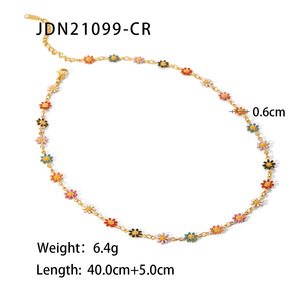 Gioielli donna OEM 18K placcato oro colorato in acciaio inox piccola <span class=keywords><strong>collana</strong></span> di fiori margherita - Product Image 6