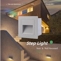 Lumière d'escalier encastrée en polycarbonate carré en acier inoxydable 316 IP65 avec LED Nichia blanc chaud pour jardin