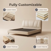 Lit de luxe moderne XIYUAN, haut de gamme, en cuir véritable, lit souple avec sommier, cadre en bois massif, durable et écologique