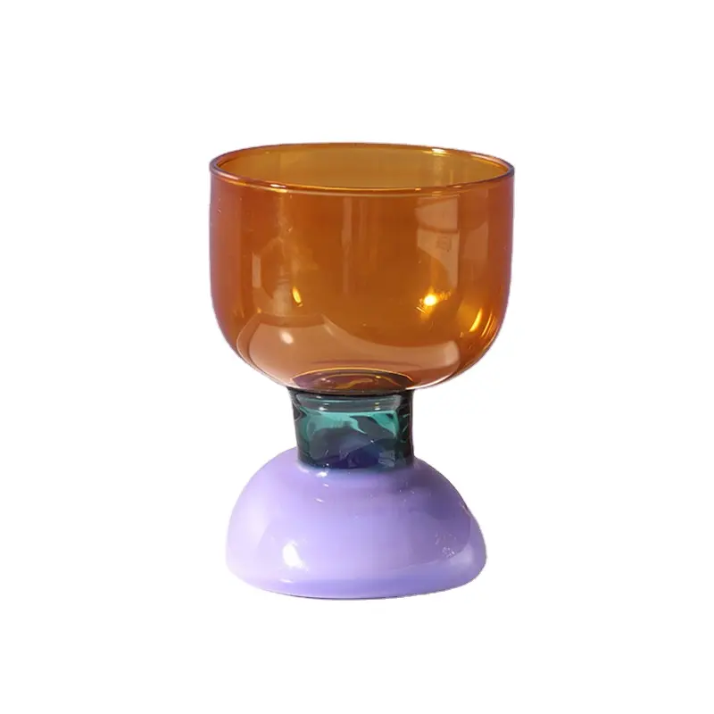 Caneca de vidro de borosilicate, copo de água artificial em formato especial, com cores combinadas, caneca criativa de suco