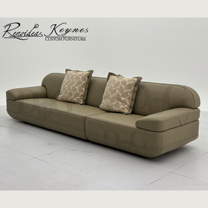 Juego de Sofás Renoidcas Keynes Chesterfield Moderno de 3 Plazas en Cuero Genuino con Brazos Curvos y Respaldo Firme para Sala de Estar de Apartamento - Product Image 1
