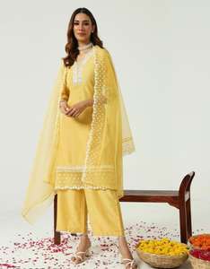 Heavy Chanderi Silk Wedding <b>Kurta</b> Set <b>for</b> <b>Women</b> <b>Women's</b> Heavy Chanderi Silk Kurti with Choli Bottomwear Fabric Chanderi Silk - Product Image 2