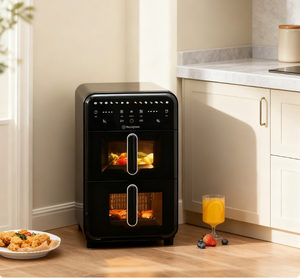 Friteuse à air carrée en acier inoxydable à double panier, contrôle numérique, revêtement antiadhésif PTFE, style luxueux pour la maison - Product Image 1
