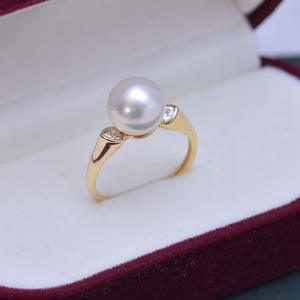 Bague en argent S925 avec perle d'eau douce blanche ronde de 9-10 mm, bijoux minimalistes, forte brillance, faibles défauts, vente en gros - Product Image 4