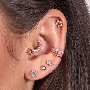 ROXI S925 Argent Sterling Diamant Piercing Cartilage Boucles d'Oreilles Créoles 13mm - Product Image 6