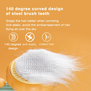 Cepillo para mascotas de plástico ecológico al por mayor con diseño de calabaza, autolimpiable, para eliminar el pelo suelto y los capilares inferiores - Product Image 4