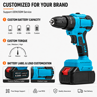 Perceuse électrique sans fil 20V, moteur sans balais, batterie lithium rechargeable, outil électrique pour la maison et l'atelier