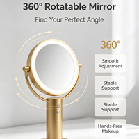 Miroir de maquillage LED moderne en métal, miroir de vanité éclairé, miroir de beauté de bureau, miroir cosmétique personnalisé, vente en gros d'usine