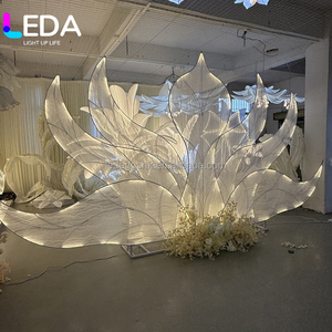 LEDA Lighted Angel Wing <b>Backdrop</b> Crown Shape Wedding Background <b>Stand</b> Warm White Light For Wedding Stage Decoration - Product Image 3