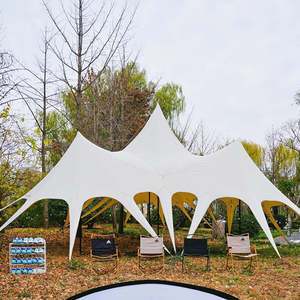 เต็นท์กันแดดกันฝนขนาดใหญ่พิเศษสำหรับตั้งแคมป์หรูหรา รูปทรงสามยอด สำหรับงานปาร์ตี้ งานอีเว้นท์ ลายดอกบัวหิมะ เต็นท์หลังคาเปิดกว้าง - Product Image 2