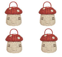 Panier en rotin tressé à la main pour enfants, adorable panier de rangement en forme de maison avec poignée pour le rangement des jouets, décoration de la maison, article en solde