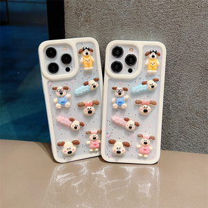 Coque de téléphone portable motif chiot de dessin animé et chien avec nœud pour iPhone 17 Air 16 15 14 13 Pro Max, motif chat KT, en résine 3D, mignonne, DIY, étoiles, amour, coque arrière - Product Image 2