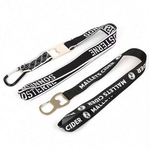 Custom Heat Transfer Printed Soft Black With Bottle Opener <b>Lanyard</b> - Product Image 3