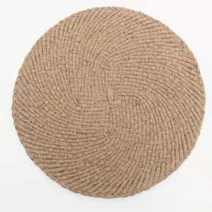 厂家低价新设计手工编织纸草编垫圆杯垫编织餐垫