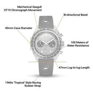 OEM personalizado 40MM estilo de carreras totalmente mecánico Gaviota ST19 Cronógrafo Reloj mecánico Reloj automático Cristal de zafiro con AR - Product Image 2