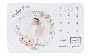 낮은 Moq 다른 스타일 75*100cm 소년 소녀 달 사진 배경 아기 이정표 플란넬 양털 담요 - Product Image 4