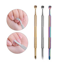 Poussoir professionnel de cuticule d'ongle de Double tête en acier inoxydable enlevant l'outil de manucure de peau morte pour polir la Surface d'ongle