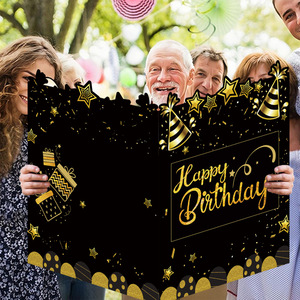 การ์ดอวยพรกระดาษขนาดใหญ่หรูหราเป็นมิตรกับสิ่งแวดล้อม สมุดเยี่ยมขนาดยักษ์ ปั๊มทอง พิมพ์ออฟเซ็ต รูปทรงสี่เหลี่ยมผืนผ้า สำหรับงานวันเกิด - Product Image 4