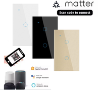 Interrupteur tactile intelligent Matter Over WiFi OEM IoT 1/2/3/4 gangs avec design moderne de luxe 10A, contrôle intelligent via application/Smart Life